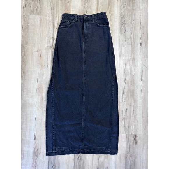 Topshop black denim maxi skirt - Picture 2 of 9